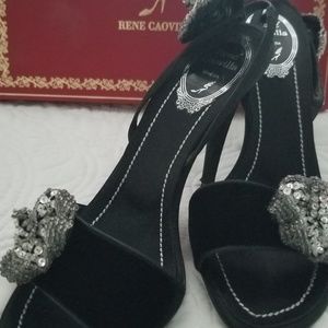 Rene Couvilla Black Evening Sandals